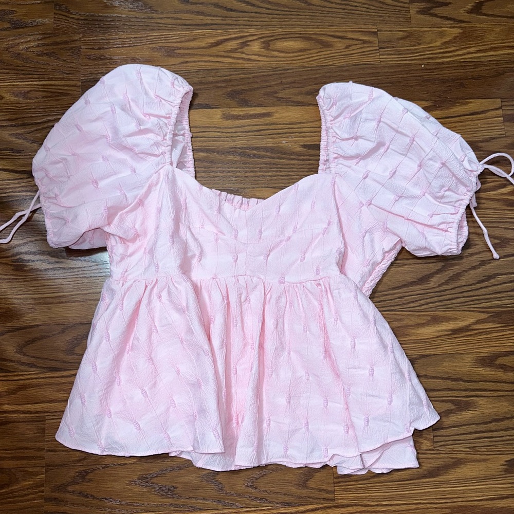 English Factory Blush Pink Textured Top
